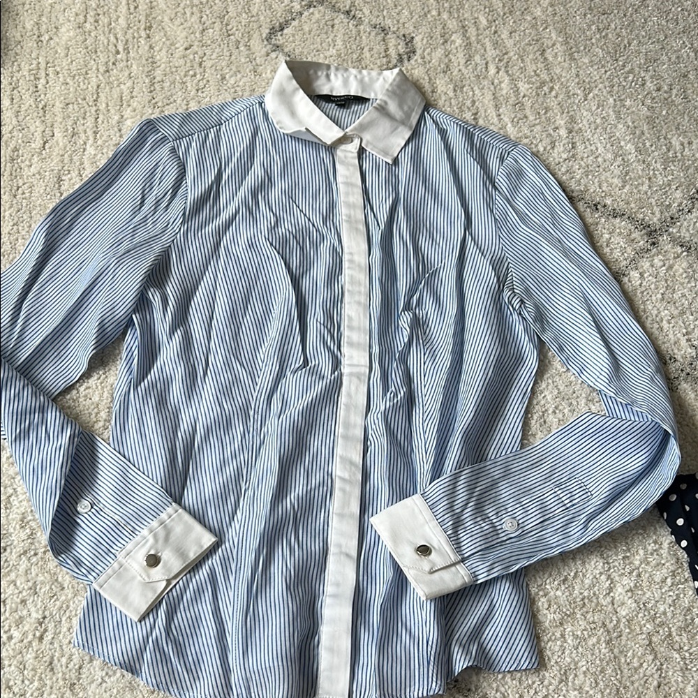RW&CO. Blue and White Striped Button Down Shirt